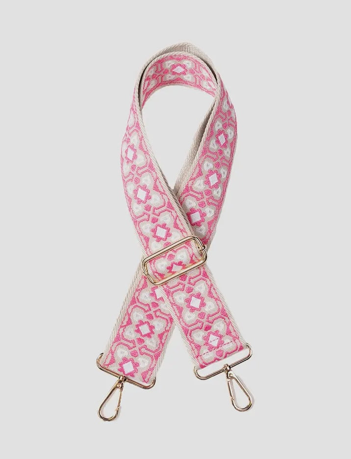 Pink/White Clover Guitar Strap