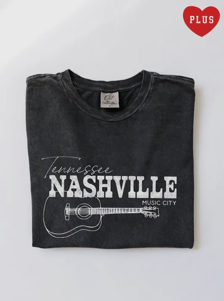 NASHVILLE Curvy Mineral Black Graphic Top