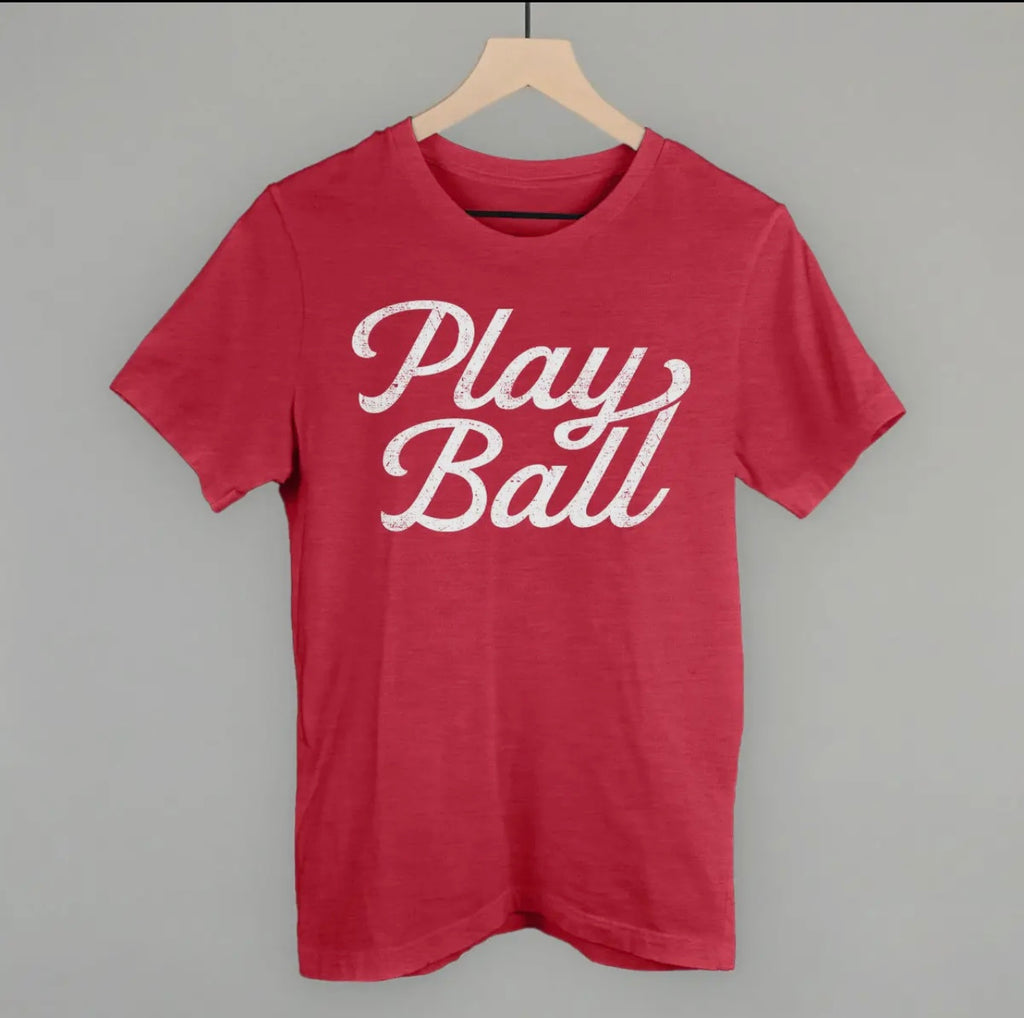 Play Ball Tee-Heather Red