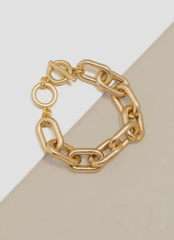 Bright Gold Chunky Cable Link Bracelet