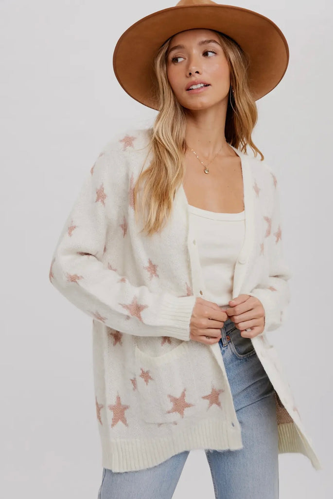 Star pattern button front cardigan