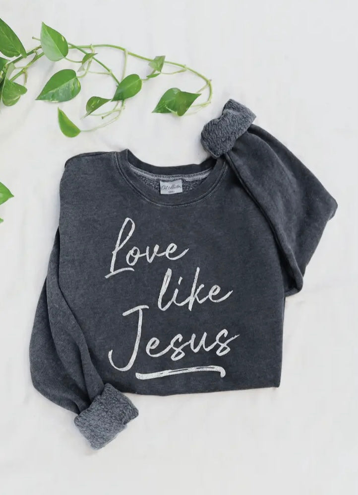 Vintage Black  Love Like Jesus Mineral Graphic Sweatshirt