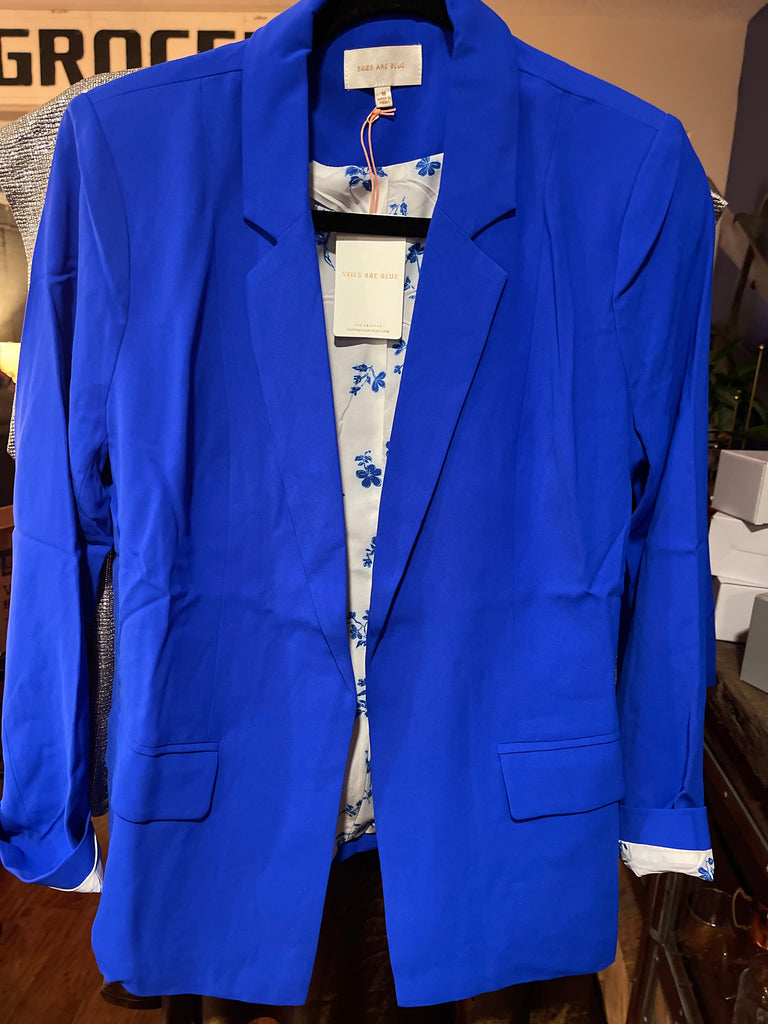 Neon Blue Scarlett Flap Pocket Blazer