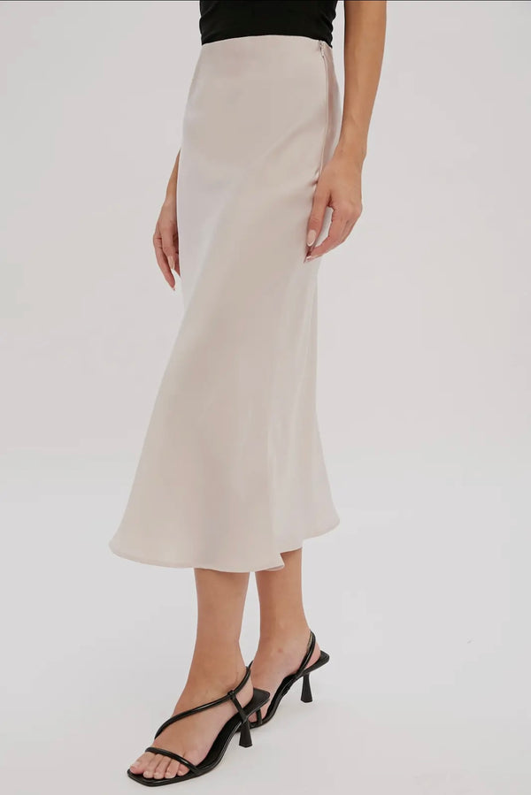 Pearl Satin Midi Skirt