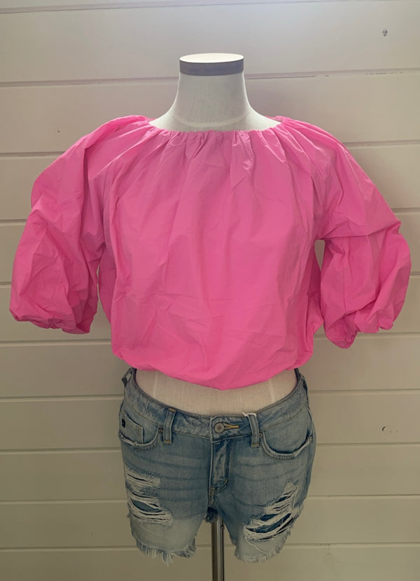 Pink Mid Puff sleeve top