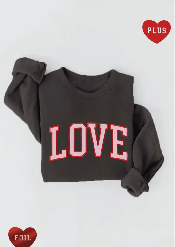 CURVY Black LOVE Foil Graphic Sweatshirt