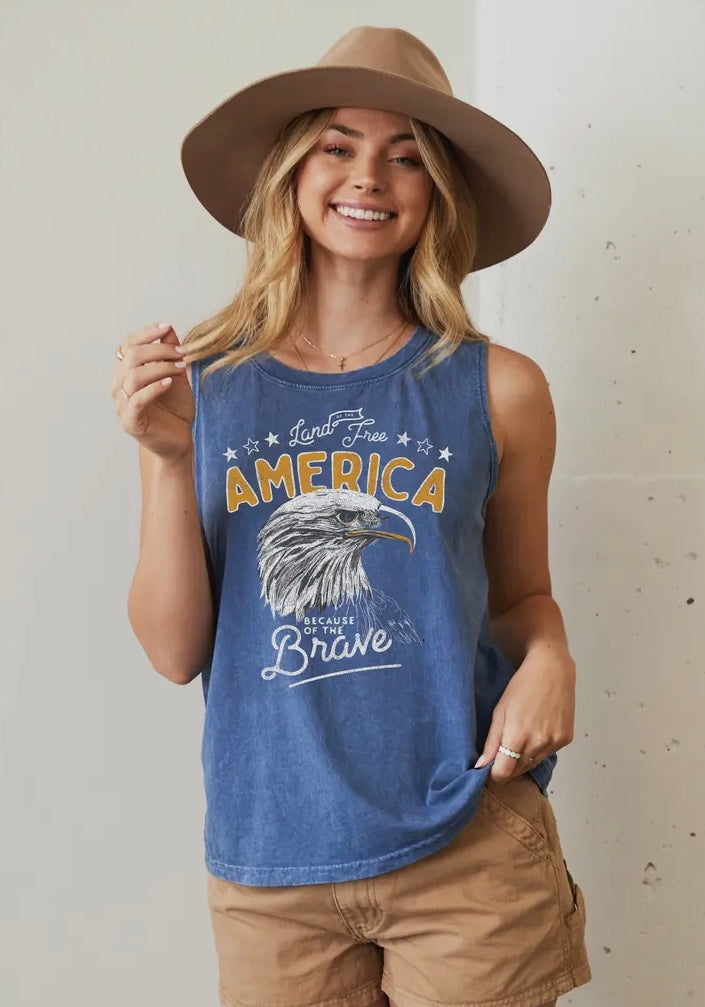 Land of the Free mineral graphic tank