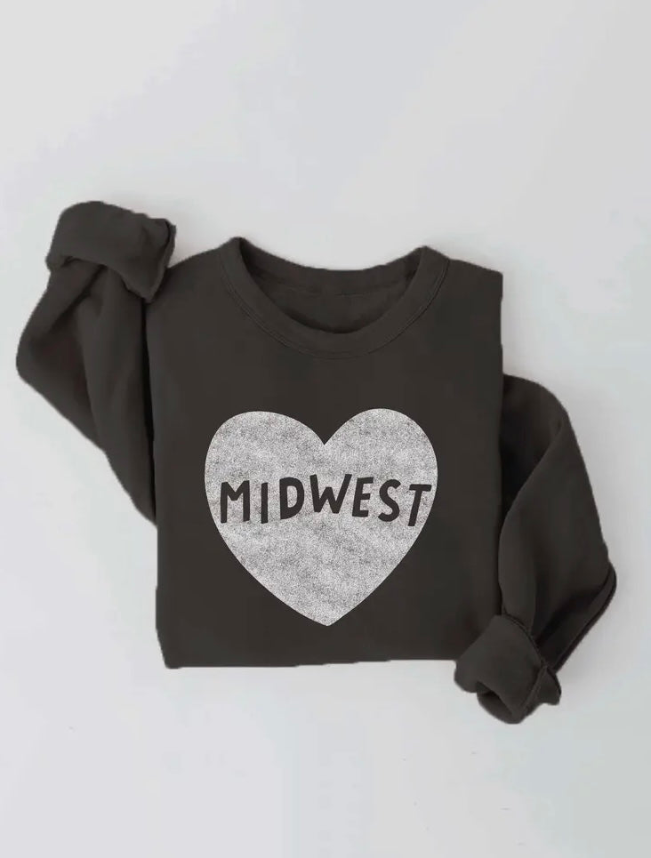 Midwest Heart Black Graphic Sweatshirt