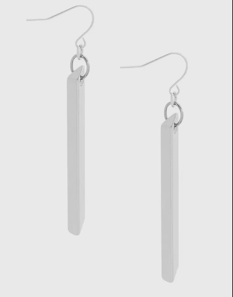 Rhodium Give it To Me Straight Earrings