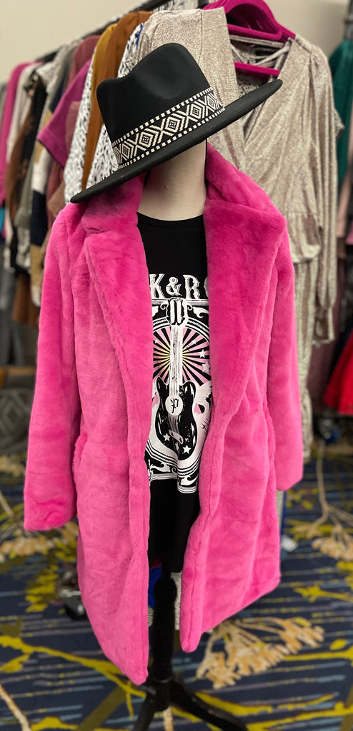 Berry Pink Teddy Long Coat