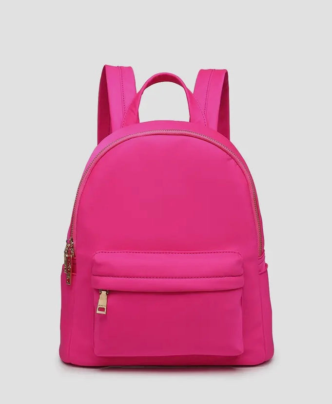 Hot Pink Phina backpack w/front zip pocket