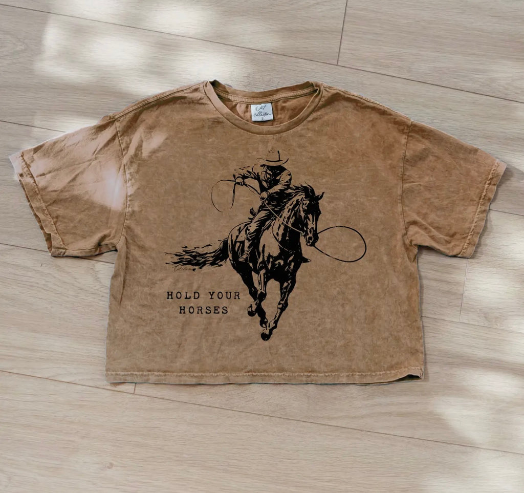 Hold your Horses Mineral Washed Graphic Tee